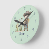 Horloge murale garçon bleu mignon cowboy (Angle)