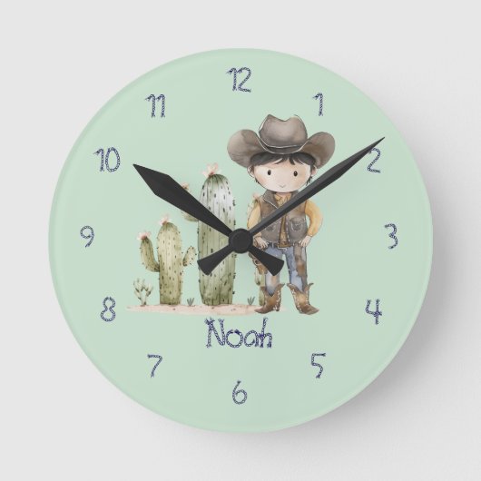 Horloge murale garçon bleu mignon cowboy (Recto)