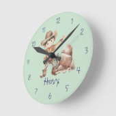 Horloge murale garçon bleu mignon cowboy (Angle)