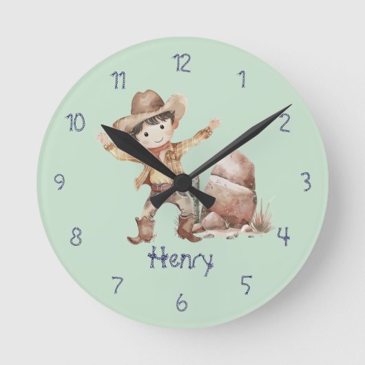 Horloge murale garçon bleu mignon cowboy (Recto)