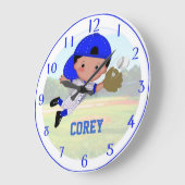 Horloge murale garçon de baseball (Angle)