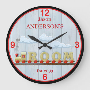 Horloge murale garçon salle train amusant