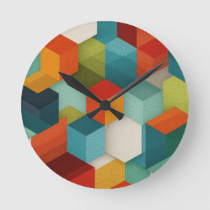 Horloge murale géométrique cube de style milieu de