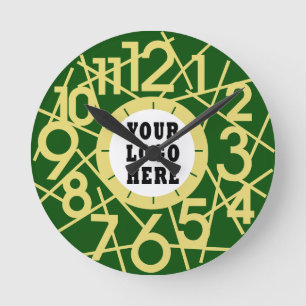 Horloge murale géométrique vert forêt personnalisé