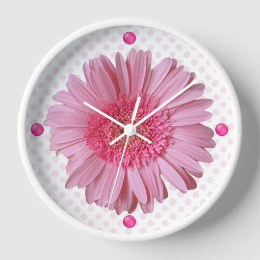 Horloge murale Gerber Daisy rose (Recto)