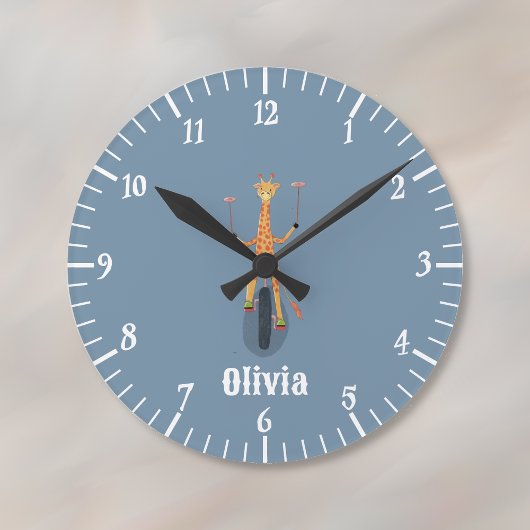 Horloge murale girafe sur monocycle pour chambre d