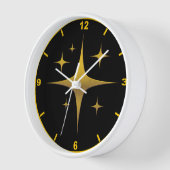 Horloge murale Gold Starburst - Design noir et or (Angle)