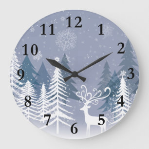 Horloge murale grande scène hivernale