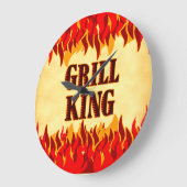 Horloge murale Grill King BBQ Red Flames (Angle)