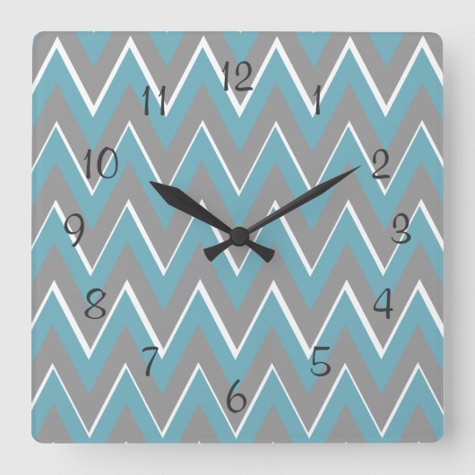 Horloge murale gris et Turquoise de Chevron (Recto)