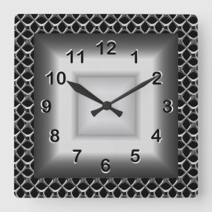 Horloge murale Gris Métal look Black Argent