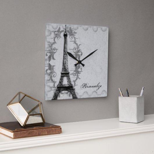 Horloge murale Grise Paris Grunge (Bureau)