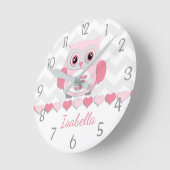 Horloge murale grise rose de hibou (Angle)