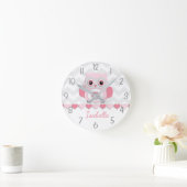 Horloge murale grise rose de hibou (Maison)