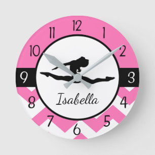 Horloge murale gymnastique rose