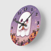Horloge murale Halloween de fantôme mignon ⏰👻 (Angle)