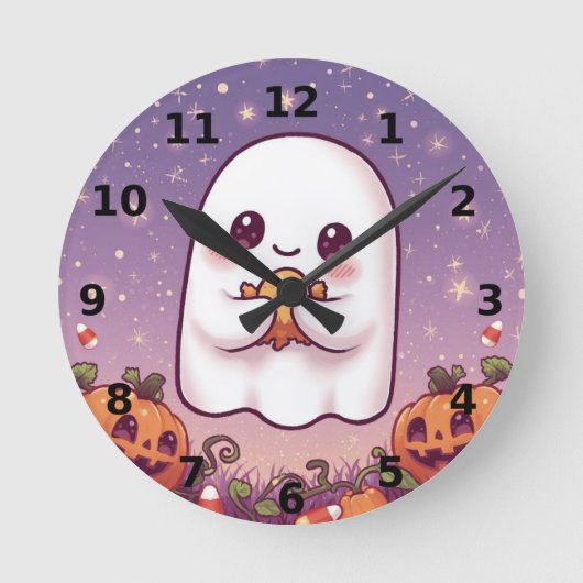 Horloge murale Halloween de fantôme mignon ⏰👻 (Recto)