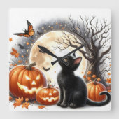 Horloge murale Halloween Jack O' Lantern et chat n (Recto)