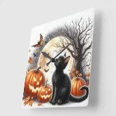 Horloge murale Halloween Jack O' Lantern et chat n (Angle)