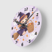 Horloge murale Halloween Sorcière Violette (Angle)