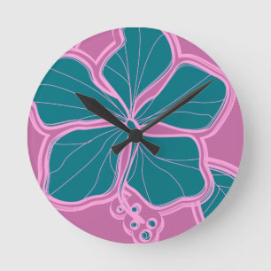 Horloge murale hawaïenne de Kailua Hibiscus