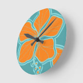 Horloge murale hawaïenne de Kailua Hibiscus (Angle)