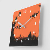 Horloge murale heureuse de carré de citrouille (Angle)