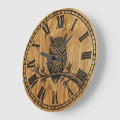 Horloge murale hibou - Modèle en bois (Angle)
