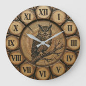 Horloge murale hibou rustique | Décoration de caba (Recto)