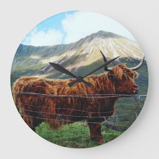 Horloge murale Highland Cow - Décoration rustique (Recto)