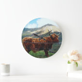Horloge murale Highland Cow - Décoration rustique (Maison)