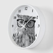 Horloge murale Hipster | hibou Geeky avec lunettes (Angle)