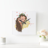 Horloge murale illustration couple romantique (Maison)