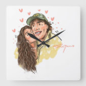 Horloge murale illustration couple romantique (Recto)
