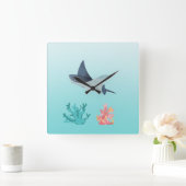 Horloge murale illustration Poisson raie sous l'ea (Maison)