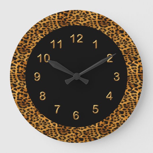 Horloge murale imprimé léopard noir animal (Recto)