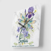 Horloge murale Iris Fleur de naissance de février  (Angle)