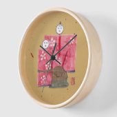 Horloge murale japonaise ancienne en couple (Angle)