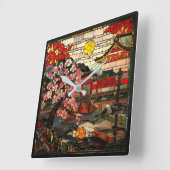 Horloge murale japonaise en verre tendu (Angle)