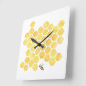 Horloge murale jaune d'abeille de nid d'abeilles (Angle)