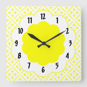 Horloge murale jaune de motif de fleur de soleil