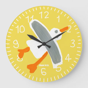 Horloge murale jaune de mouette de tinctorial de