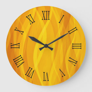 Horloge murale jaune de tissage d'or de vagues