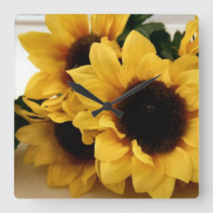 Horloge murale jaune de tournesols