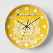 Horloge murale jaune moutarde personnalisée (Recto)
