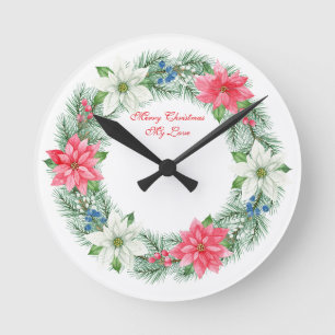 Horloge murale - Joyeux Noël mon amour Couronne Ho