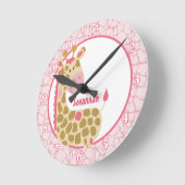 Horloge murale Jungle Giraffe (rose) Ajouter un no (Angle)