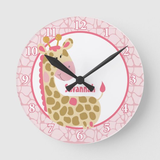 Horloge murale Jungle Giraffe (rose) Ajouter un no (Recto)