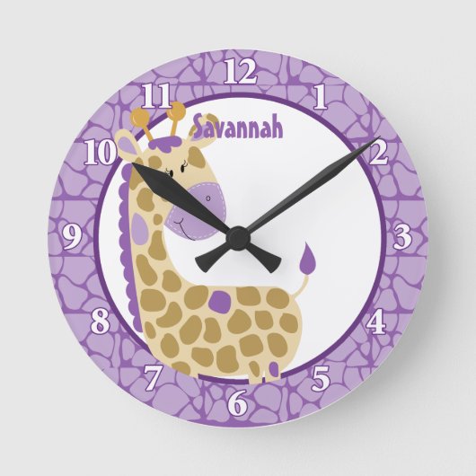 Horloge murale Jungle Giraffe (violet) Ajouter un (Recto)