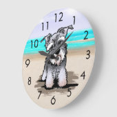 Horloge murale KiniArt Beach Schnauzer (Angle)